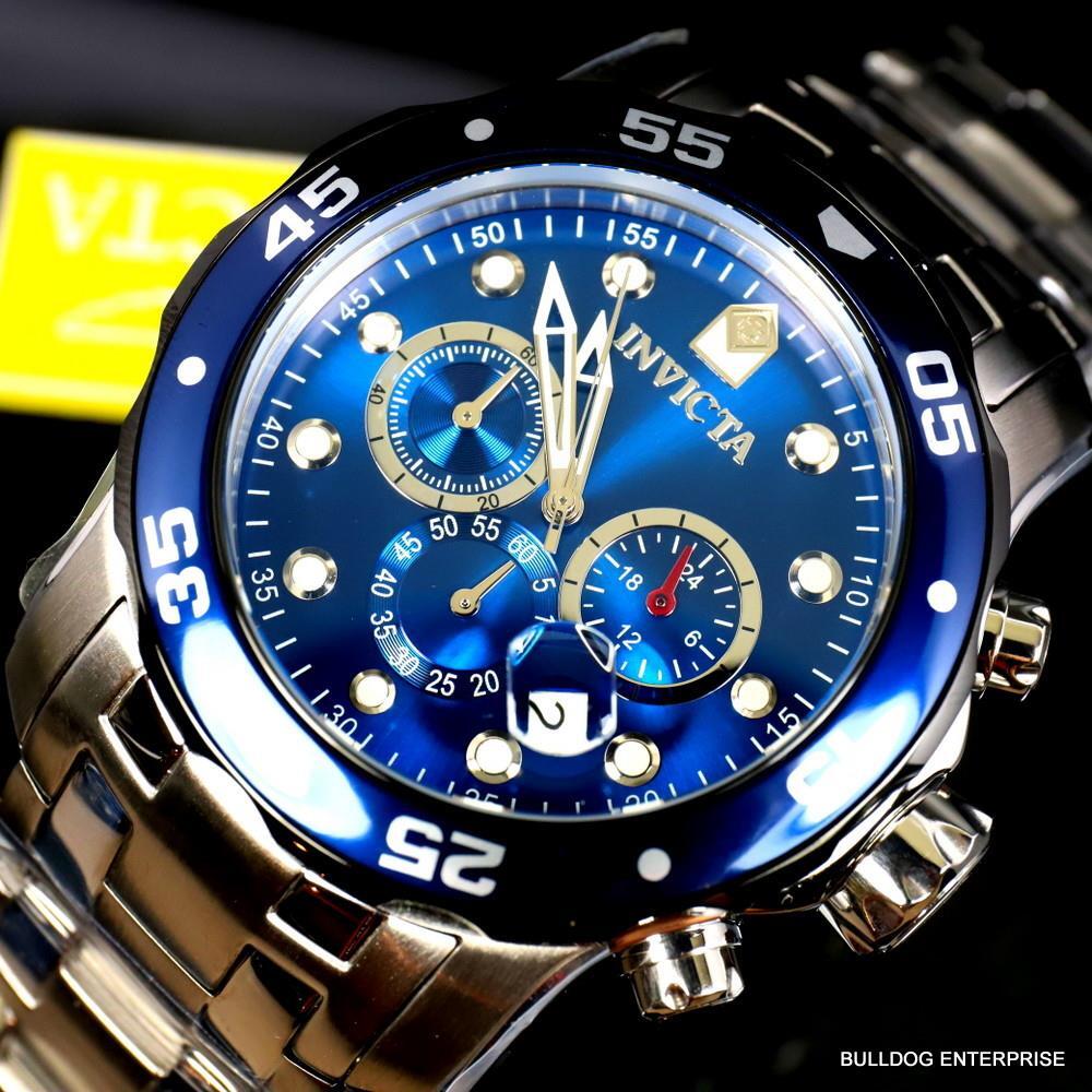 Invicta Pro Diver Scuba Chronograph 48mm Stainless Steel Bracelet Blue Watch New