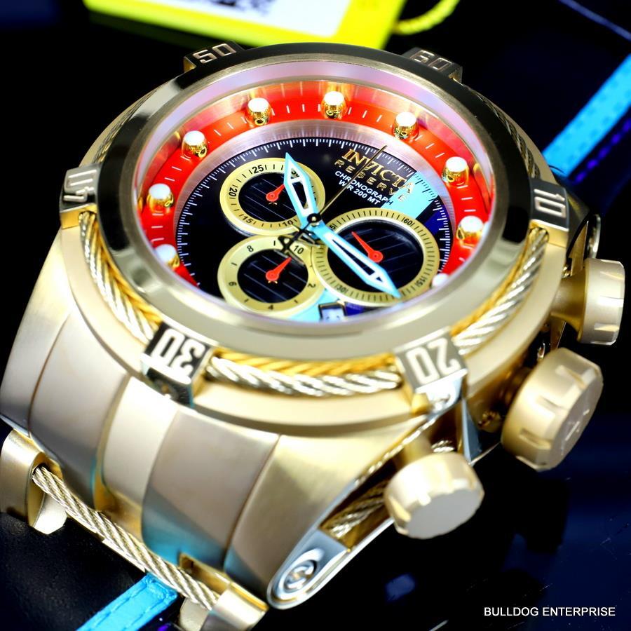 Invicta Reserve Bolt Zeus S1 Racer Leather 52mm Swiss Mvt Gold Plated Watch New