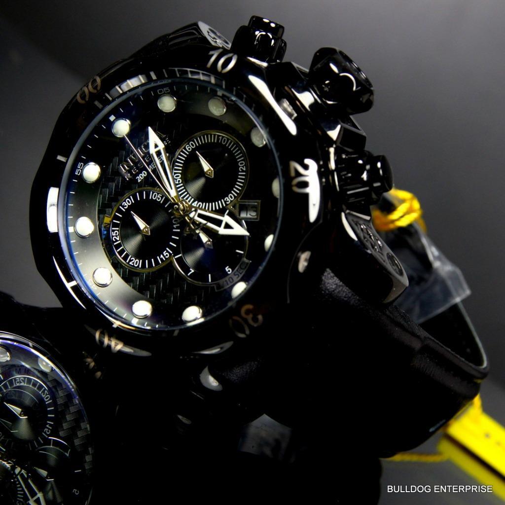 Invicta 52mm Reserve Venom Swiss Made Chronograph Black Leather Watch New