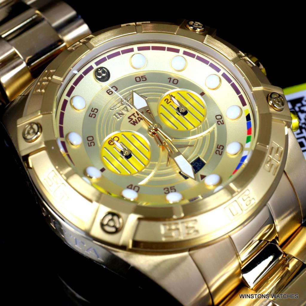 Invicta Star Wars C-3PO Gold Plated Steel Chronograph 52mm Limited Edition New