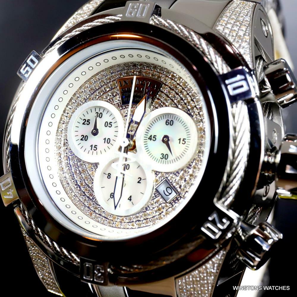Invicta Reserve Bolt Zeus Diamond 50mm Polished Stainless Steel Swiss Watch New