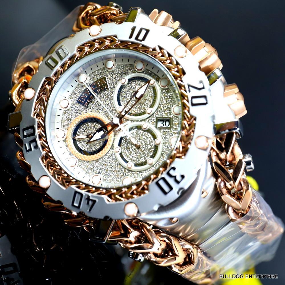 Invicta Reserve Gladiator 1.17CTW Diamond 2 Tone Rose Steel Swiss 61mm Watch New