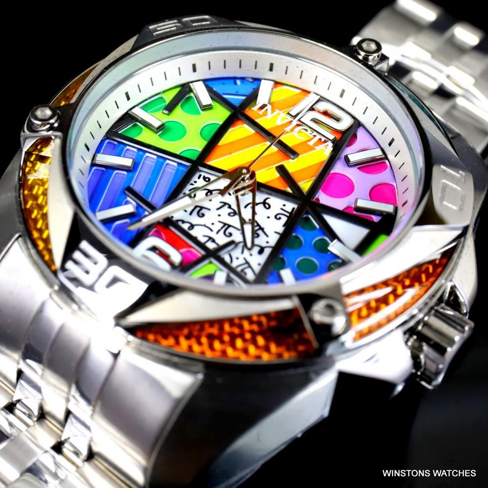 Invicta Romero Britto Limited Edition Stainless Steel Modern Art 50mm Watch New