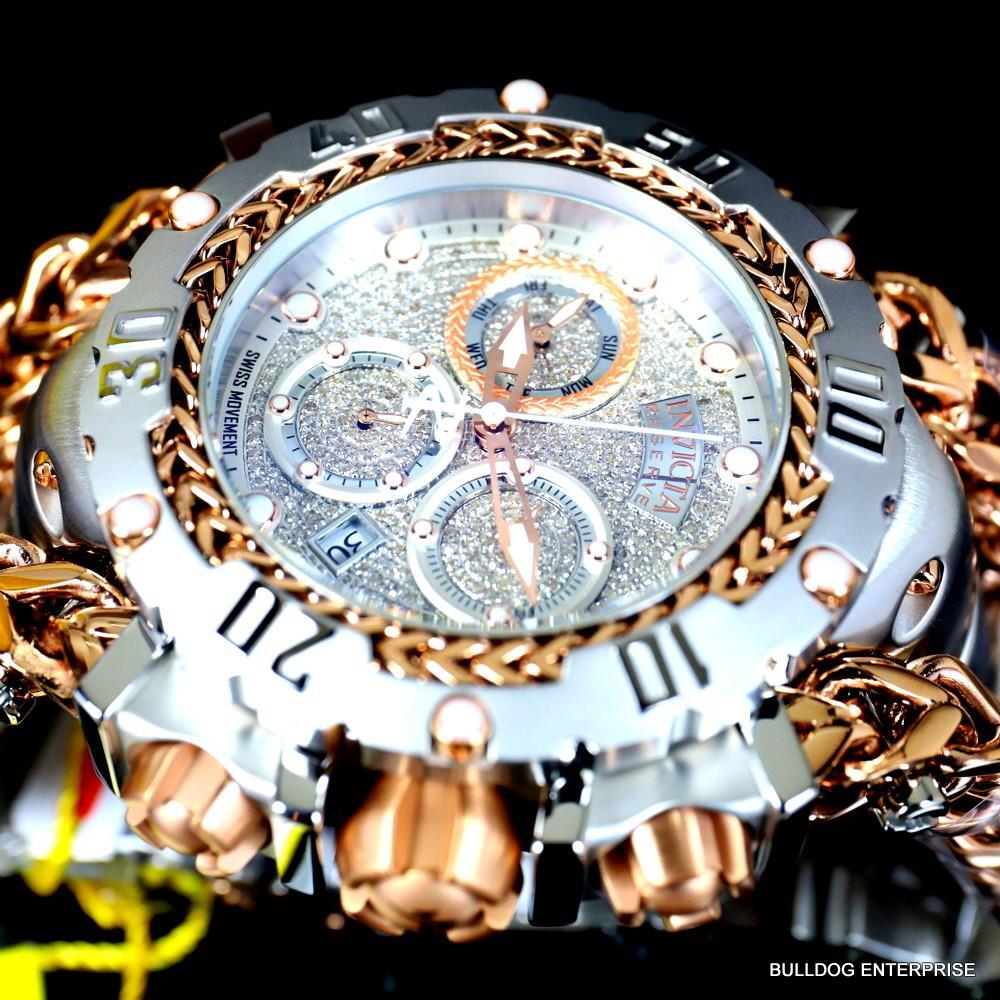 Invicta Reserve Gladiator 1.17CTW Diamond 2 Tone Rose Steel Swiss 61mm Watch New