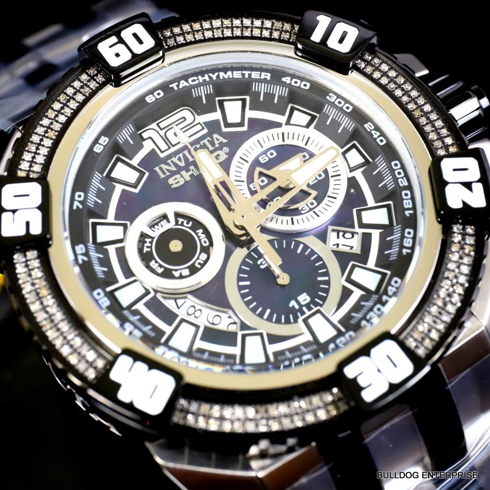 Invicta Shaq Grand Octane .75 CTW Diamond Black MOP Swiss 63mm Steel Watch New