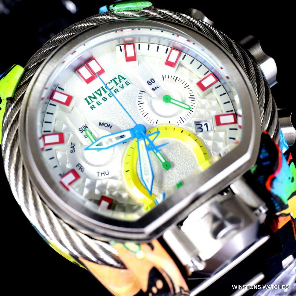 Invicta Reserve Bolt Zeus Magnum Graffiti White Swiss Mvt Dials Watch 52mm New