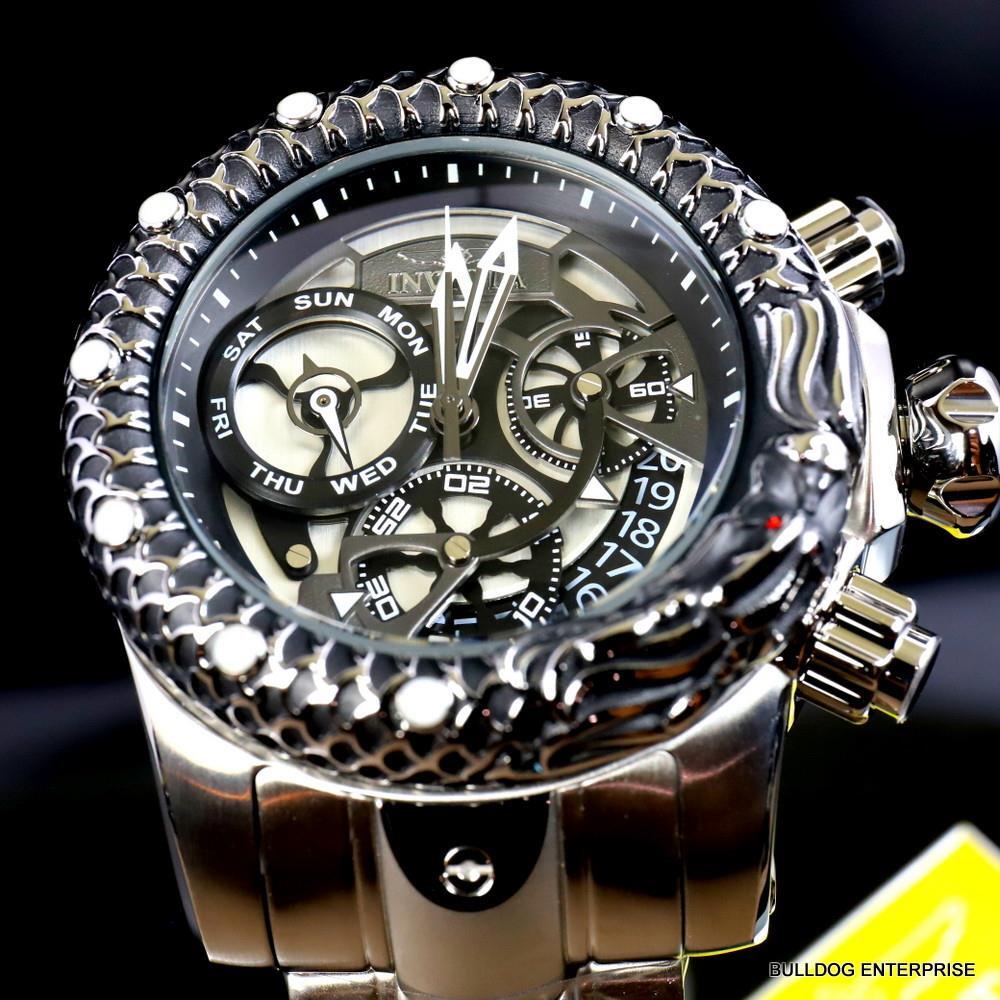 Invicta Venom Subaqua Dragon Scale Stainless Steel Guntmetal 52mm Watch New