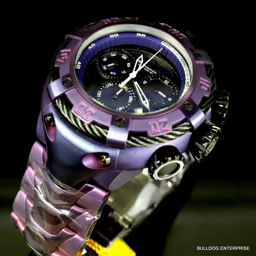 Invicta Thunderbolt Purple Stainless Steel 52mm Swiss Mvt Chronograph Watch New