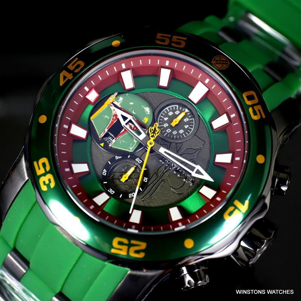Invicta Star Wars Boba Fett Pro Diver Scuba Green 48mm Chronograph Watch New