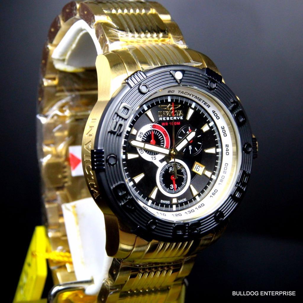 Invicta Reserve Ocean Speedway Gen II Swiss Gold Plated Steel Black Watch New