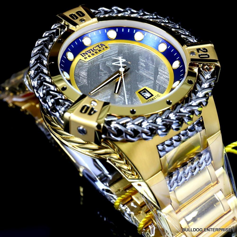 Invicta Reserve Hercules Meteorite Automatic 56mm Gold Plated Steel Watch New