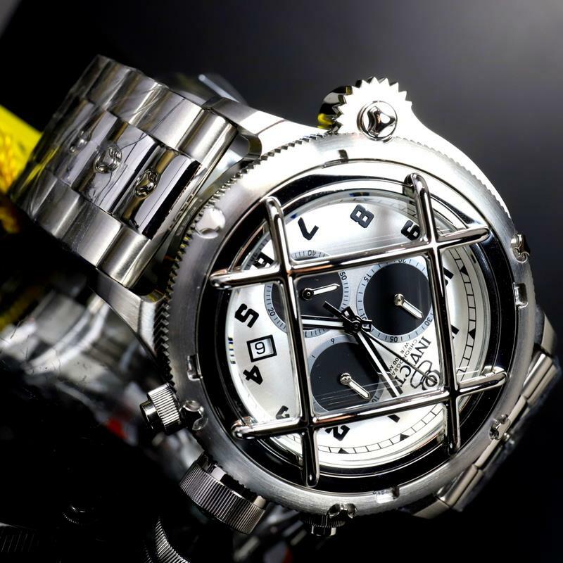 Invicta Russian Diver Nautilus Cage Swiss Mvt Steel Silver 52mm Chrono Watch New