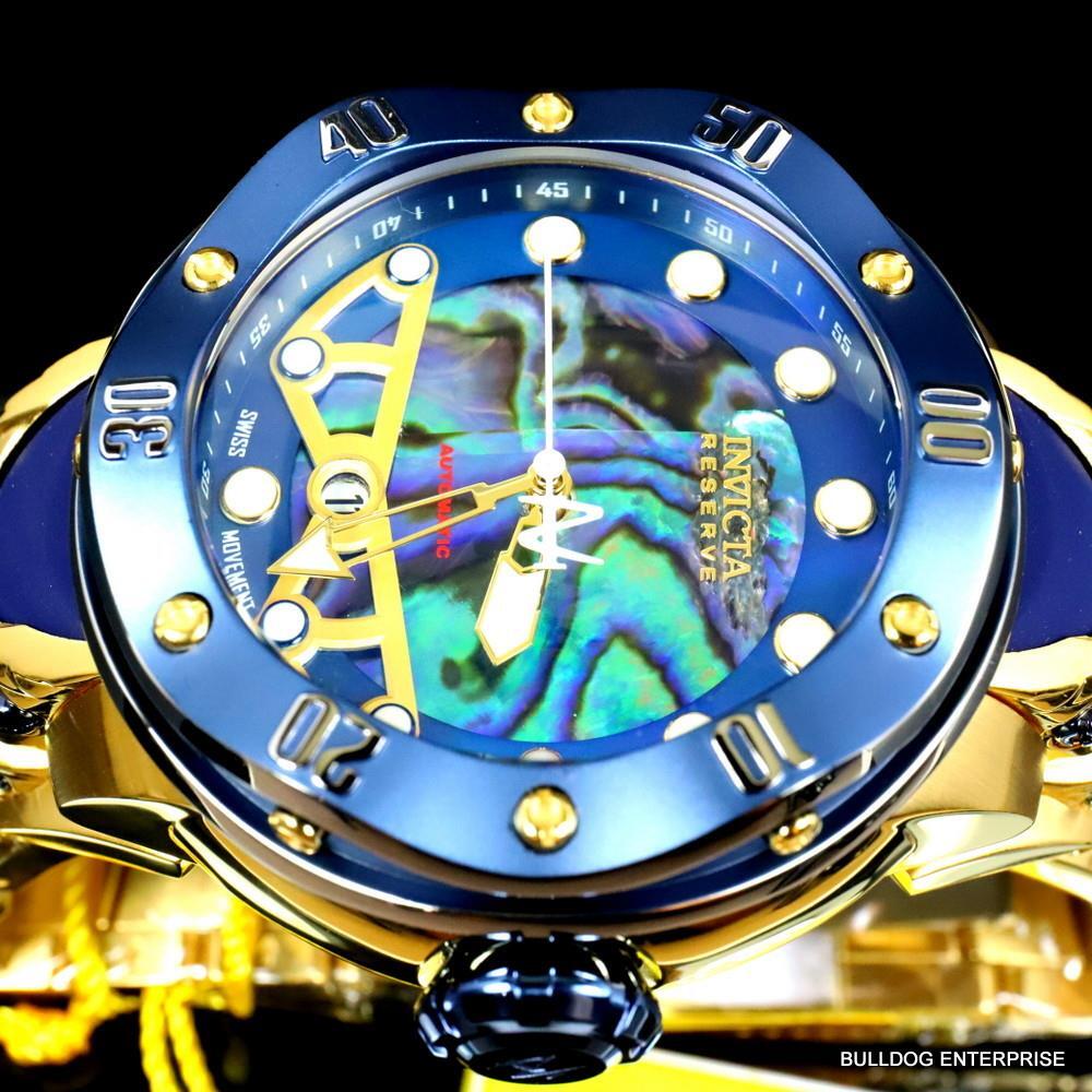 Invicta Reserve Kraken Swiss R150 Automatic Abalone Gold Plated Watch 52mm New