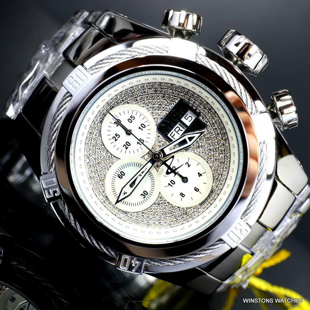 Invicta Reserve Bolt Zeus Diamond Swiss Automatic SW500 Mvt Steel Watch 52mm New