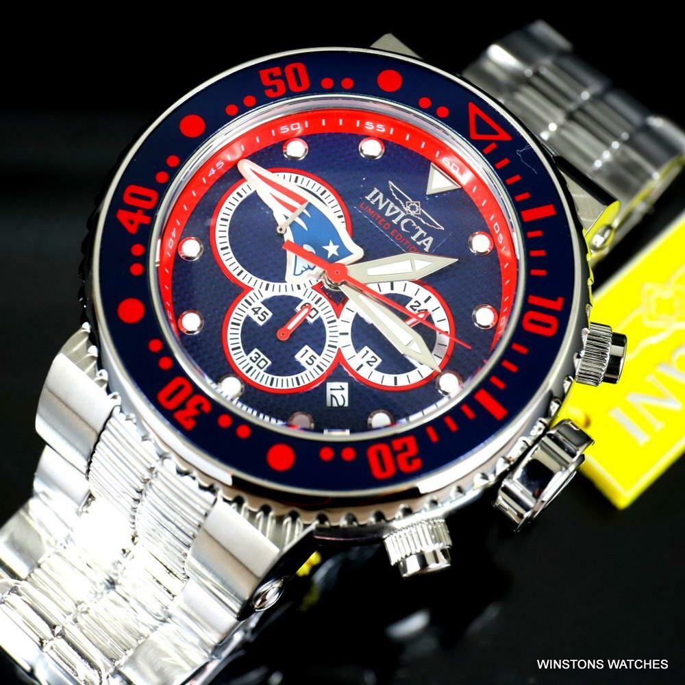 Invicta NFL Grand Pro Diver New England Patriots Blue Chronograph 52mm Watch New