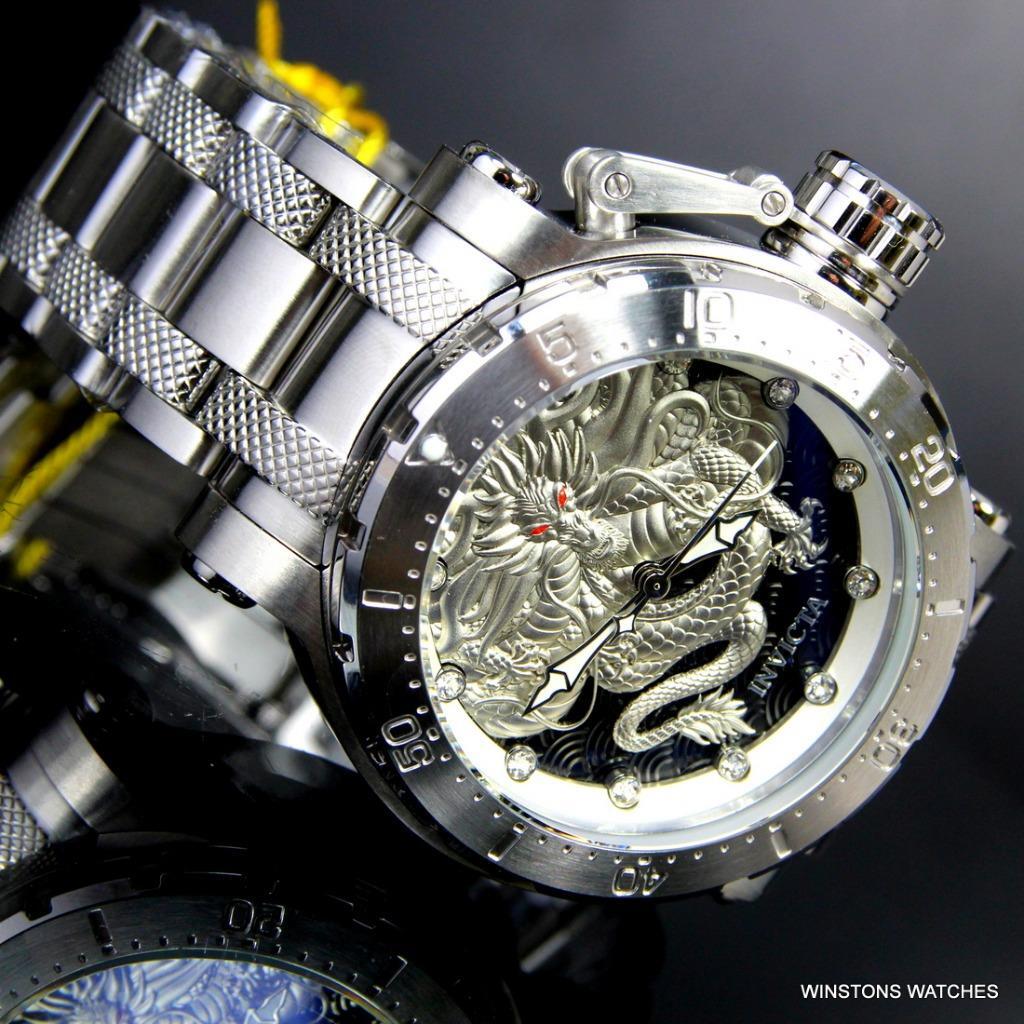 Invicta Coalition Forces Dragon Silver Tone Steel 52mm Automatic Watch New