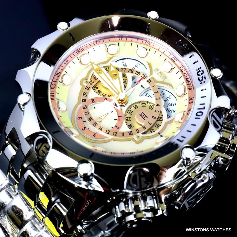 Invicta Reserve Venom Fusian Swiss Master Calendar Steel Gold Tone Watch New