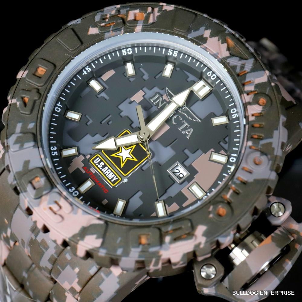 Invicta Sea Hunter Army Hydroplated Camouflage Steel 58mm Automatic Watch New