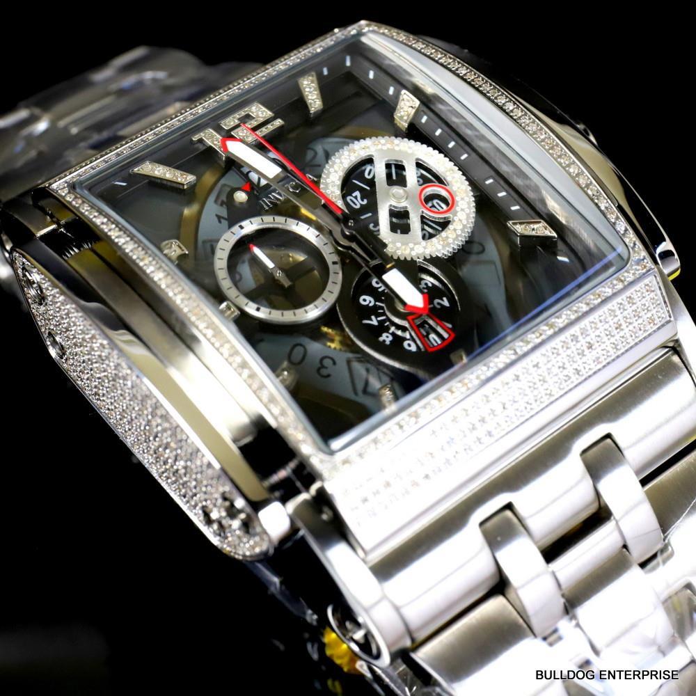 Invicta Shaq Speedway The Beast 3.27 CTW Diamond Steel 47mm Swiss Watch New