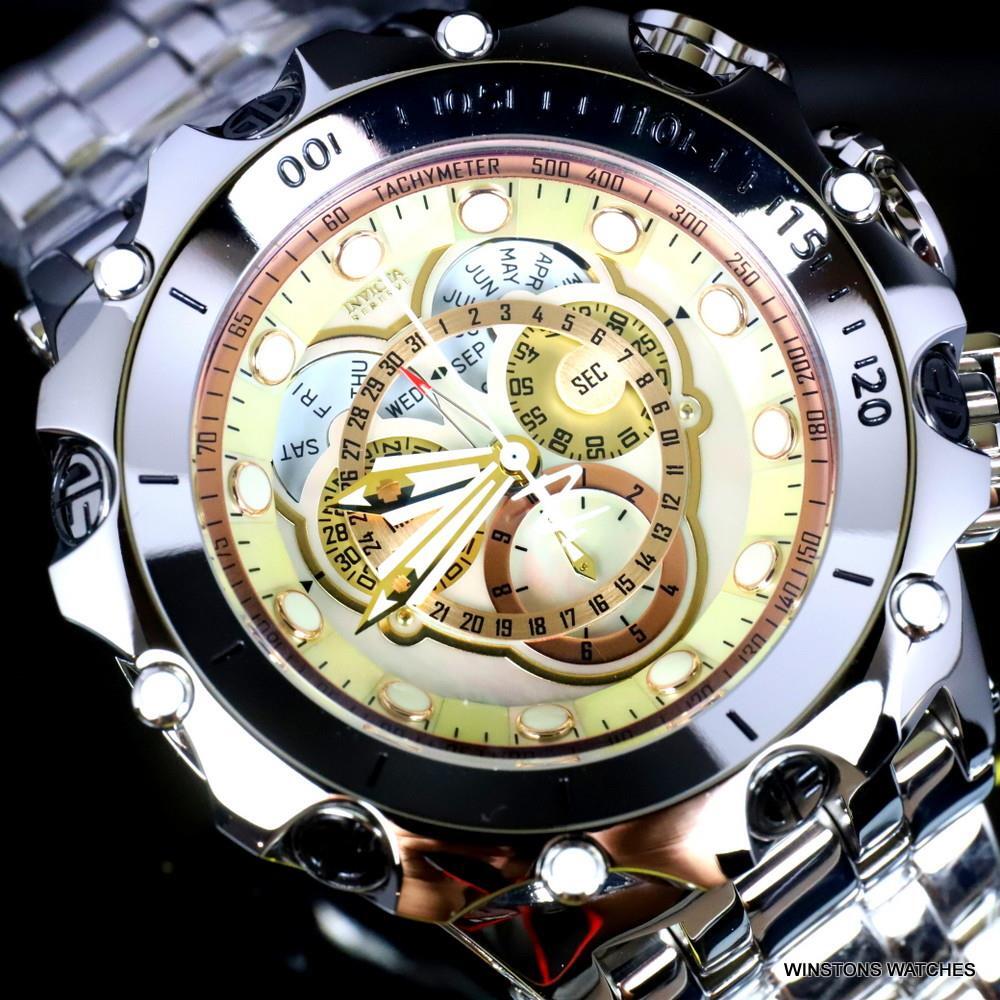 Invicta Reserve Venom Fusian Swiss Master Calendar Steel Gold Tone Watch New