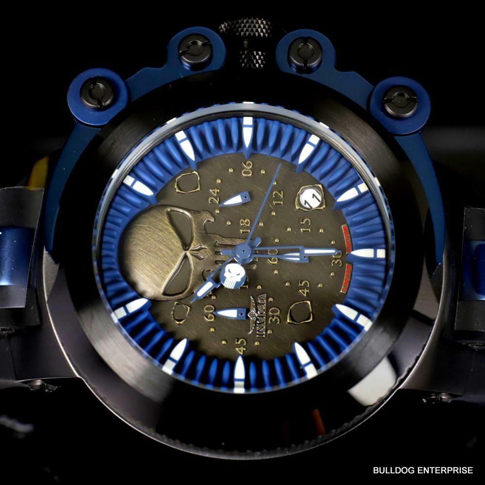 Invicta Marvel Punisher Coalition Forces Trigger 56mm Blue Black Watch New