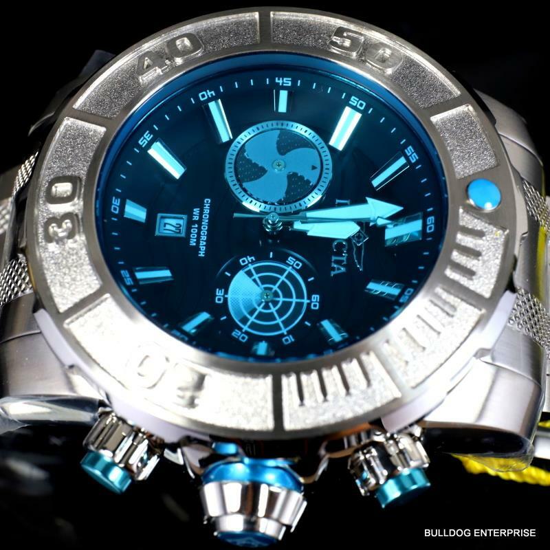 Invicta Coalition Forces Sonar Radar Stainless Steel Blue 58mm Chronograph New