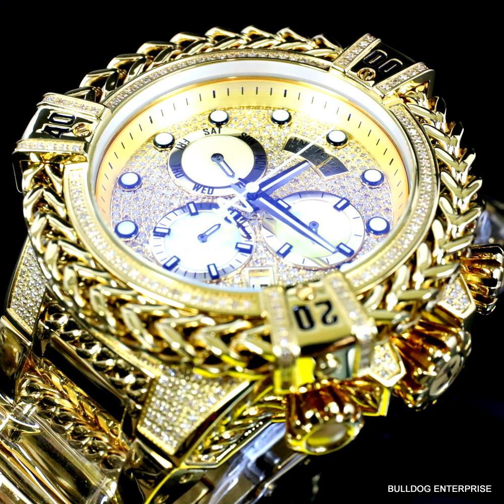 Invicta Reserve Bolt Hercules 2.26 CTW Diamond Gold Plated Steel Swiss Watch New