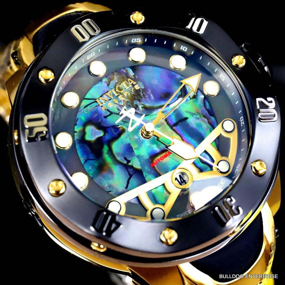 Invicta Reserve Kraken Swiss R150 Automatic Abalone Gold Plated Watch 52mm New