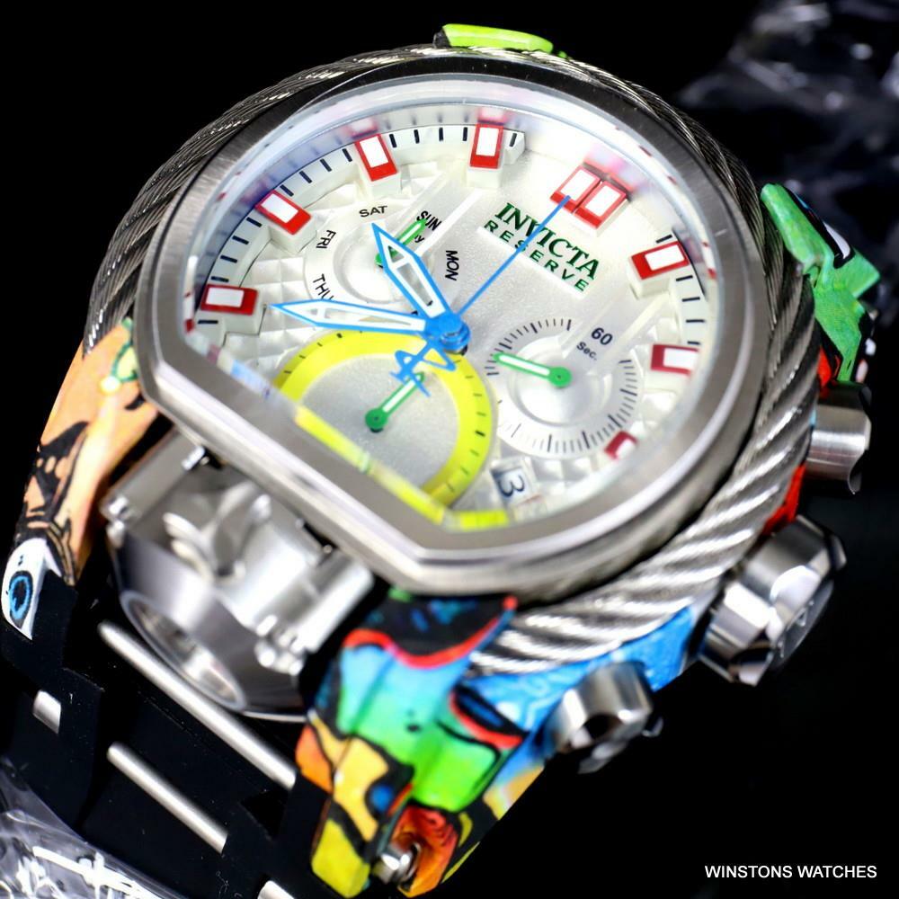 Invicta Reserve Bolt Zeus Magnum Graffiti White Swiss Mvt Dials Watch 52mm New