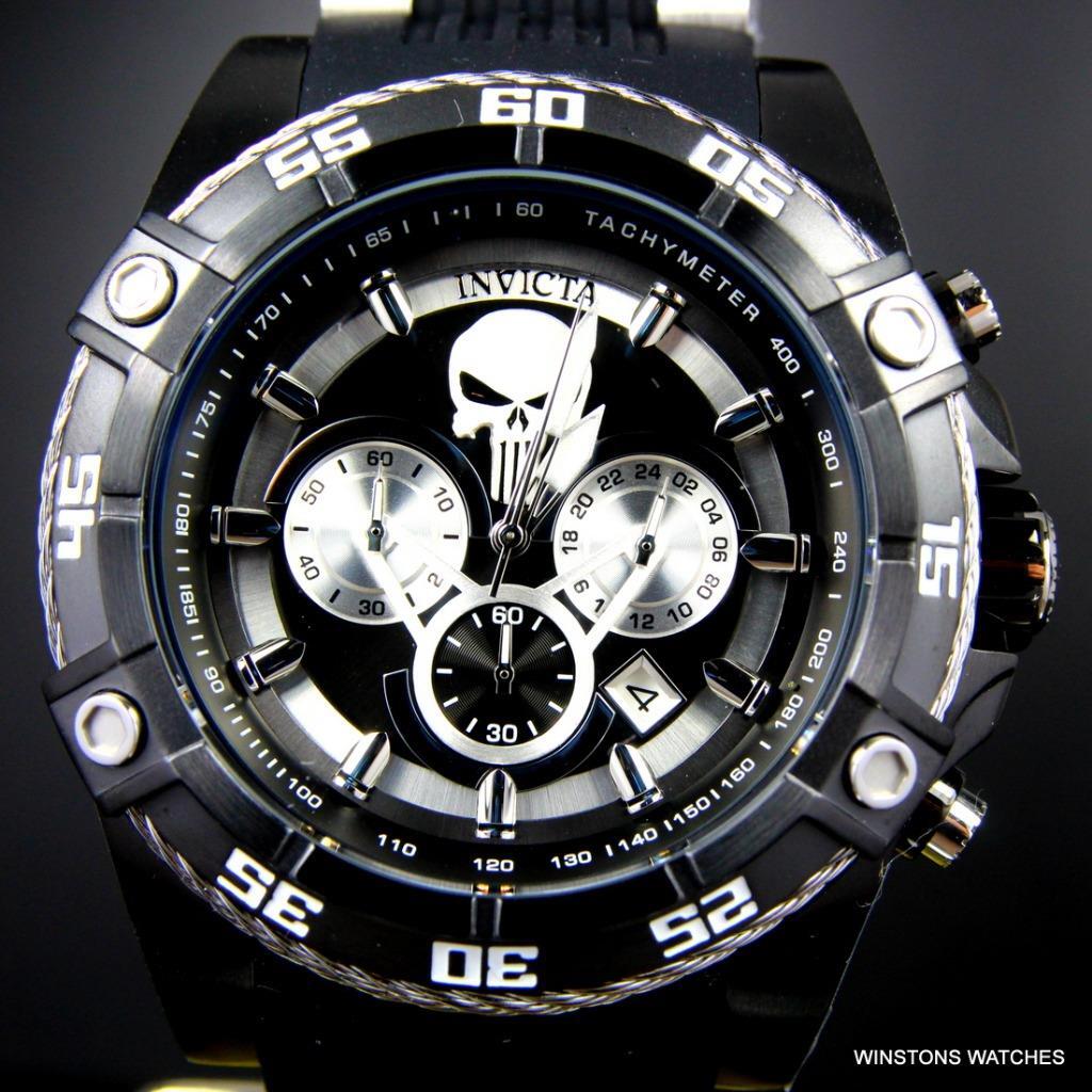 Invicta Marvel Punisher Bolt Viper 52mm Chronograph Black Limited Ed Watch New