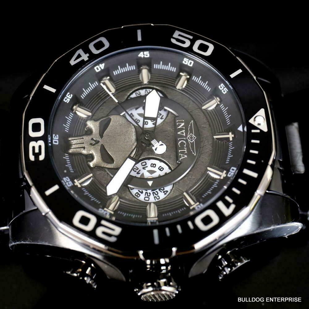 Invicta Marvel Punisher Chronograph Limited Black Stainless Steel 48mm Watch New