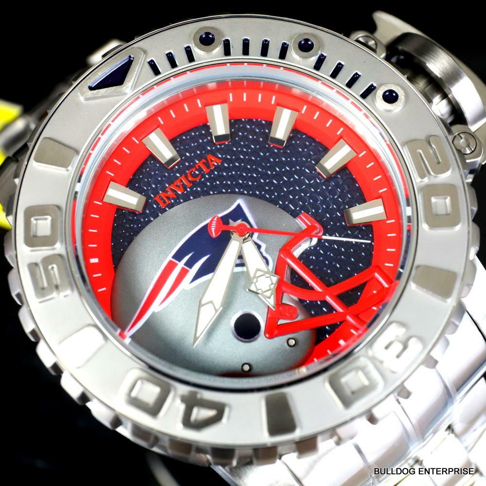 Invicta Sea Hunter Gen II NFL New England Patriots 70mm Steel Auto Watch New