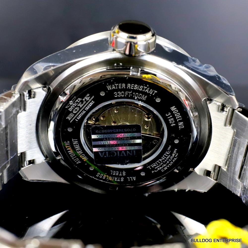 Invicta Bolt Predator 1.8 CTW Diamond Steel Automatic Open Heart 52mm Watch New