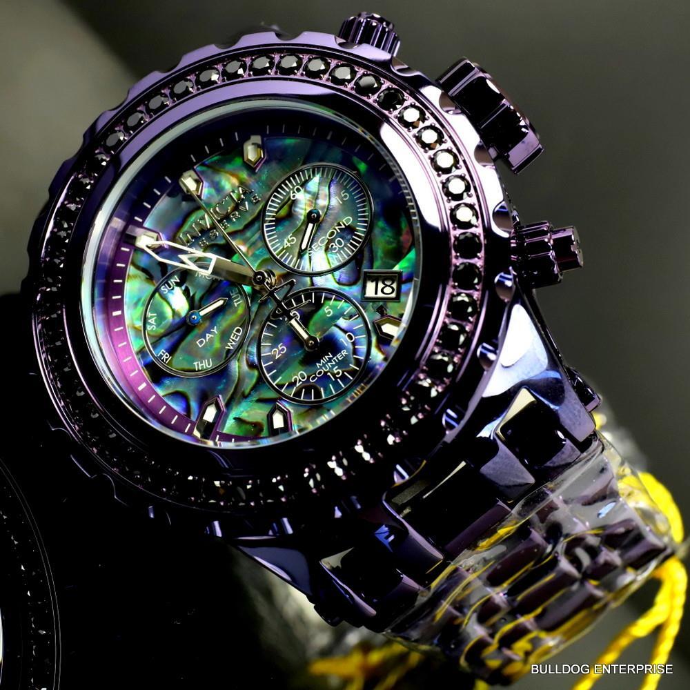 Invicta Reserve Subaqua Specialty 4.14 CTW Black Spinel Abalone Purple Watch New