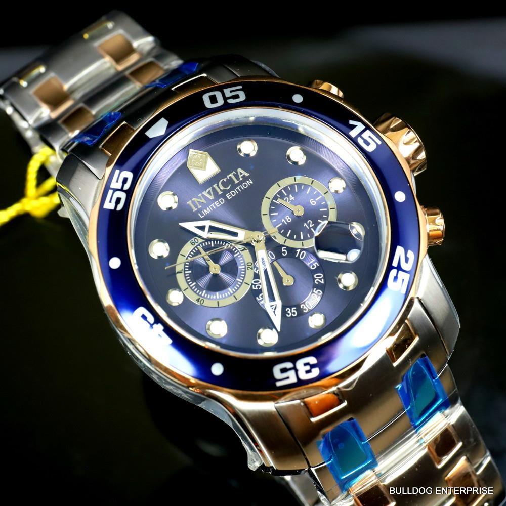 Invicta Pro Diver Scuba Limited Edition Chronograph 48mm Steel Blue Watch New