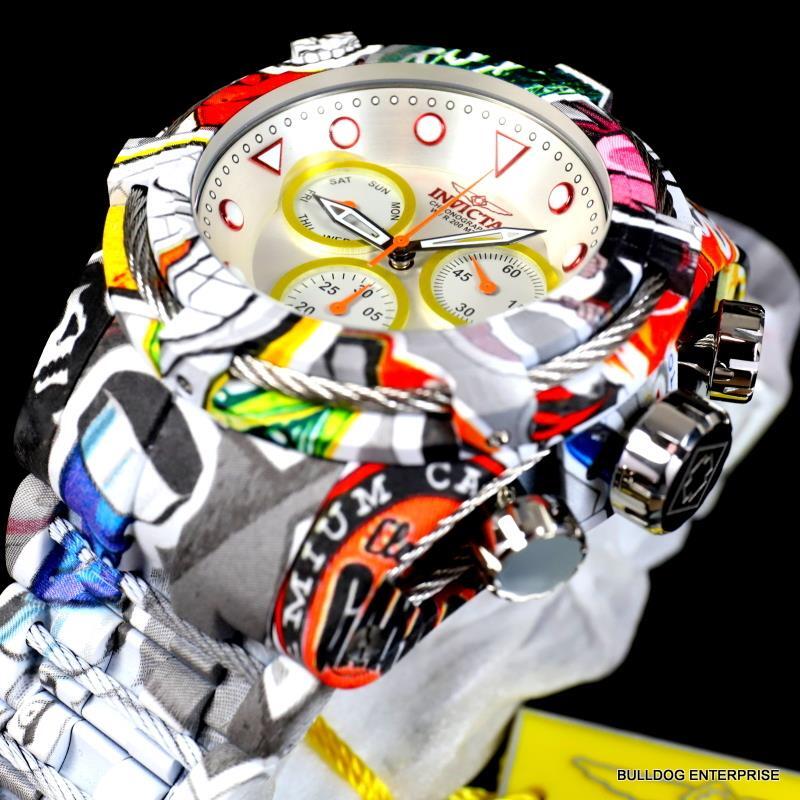 Invicta Bolt Zeus Hydroplated Bracelet Graffiti White Chronograph 52mm Watch New