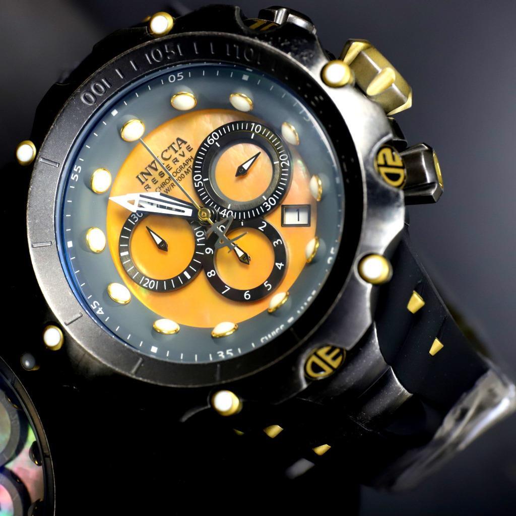 Invicta Reserve Venom Gen II Swiss Made Distressed Black Gold MOP 52mm Watch New