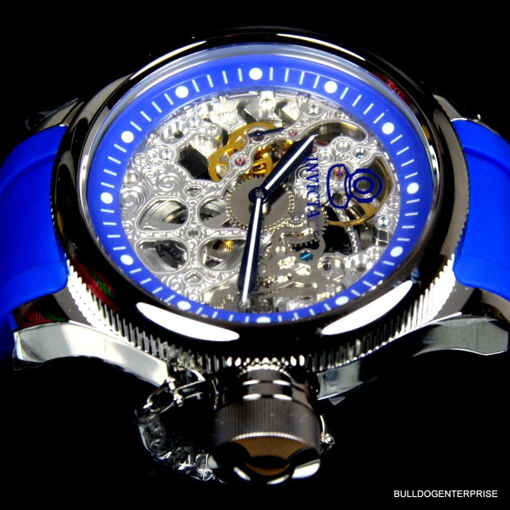 Invicta Russian Diver Skeleton Exhibition Blue 52mm Mechanical Rubber Watch New