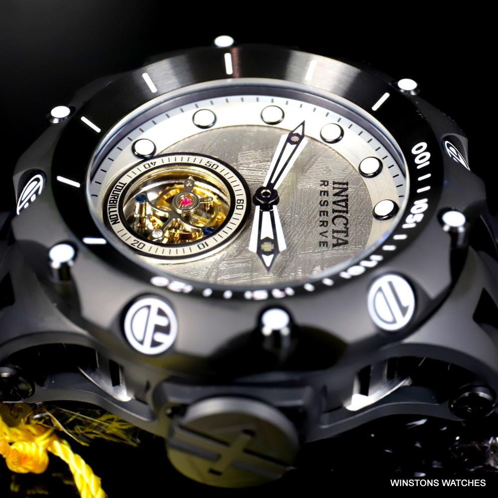 Invicta Reserve Venom Hybrid Meteorite Tourbillon Black Steel Watch 52mm New