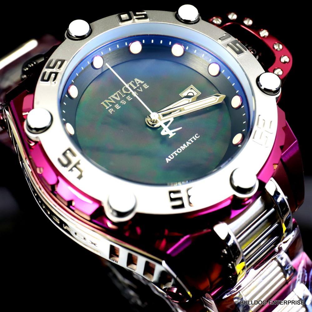 Invicta Reserve Flying Fox Burgandy Steel Black MOP Automatic 52mm Watch New