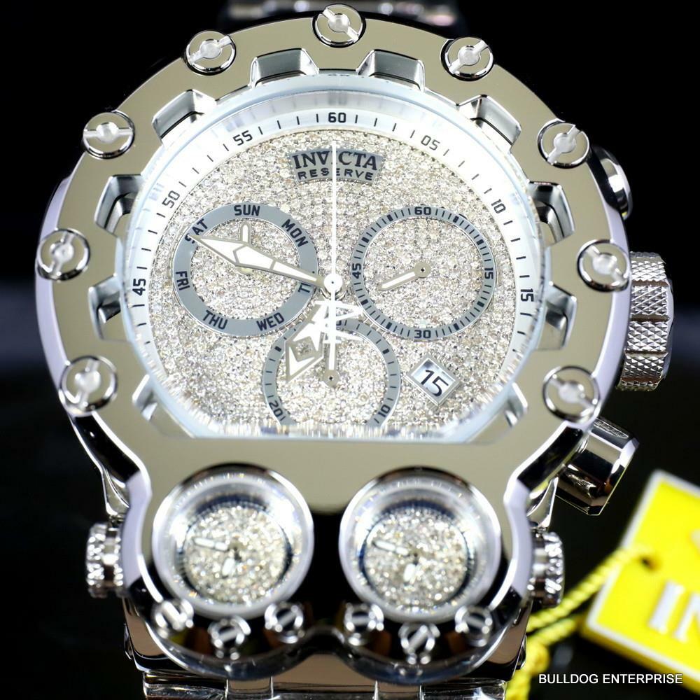 Invicta Bolt Magnum Tria 2.5 CTW Diamond Steel Swiss Chronograph 52mm Watch New