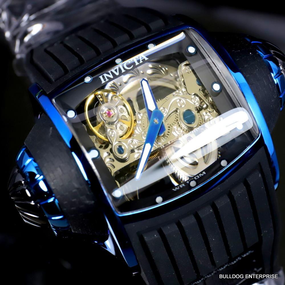 Invicta Vintage Ghost Bridge Automatic Skeletonized Blue Clear 68mm Watch New