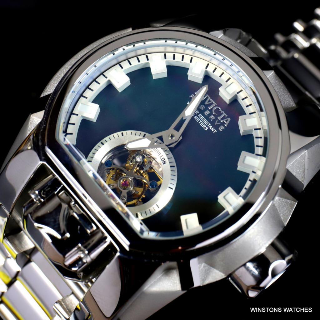 Invicta Reserve Magnum Bolt Zeus Tourbillon Black MOP Steel 52mm Watch New