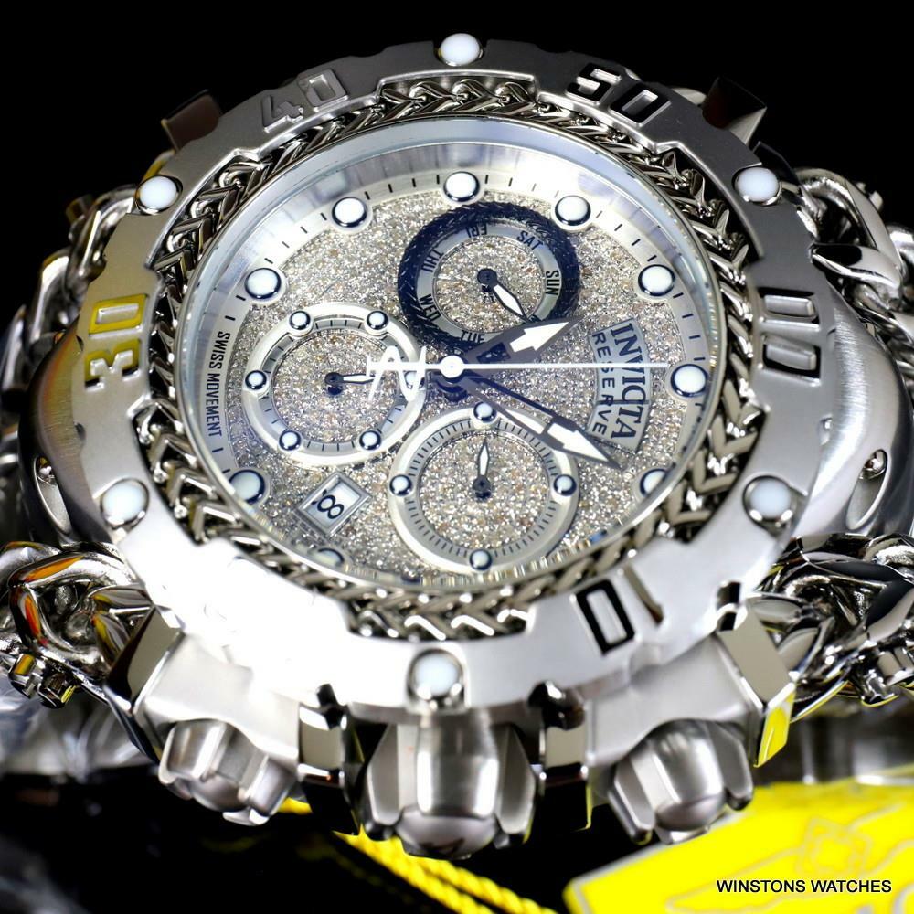 Invicta Reserve Gladiator 1.17CTW Diamant Edelstahl Schweizer 61mm Uhr Neu