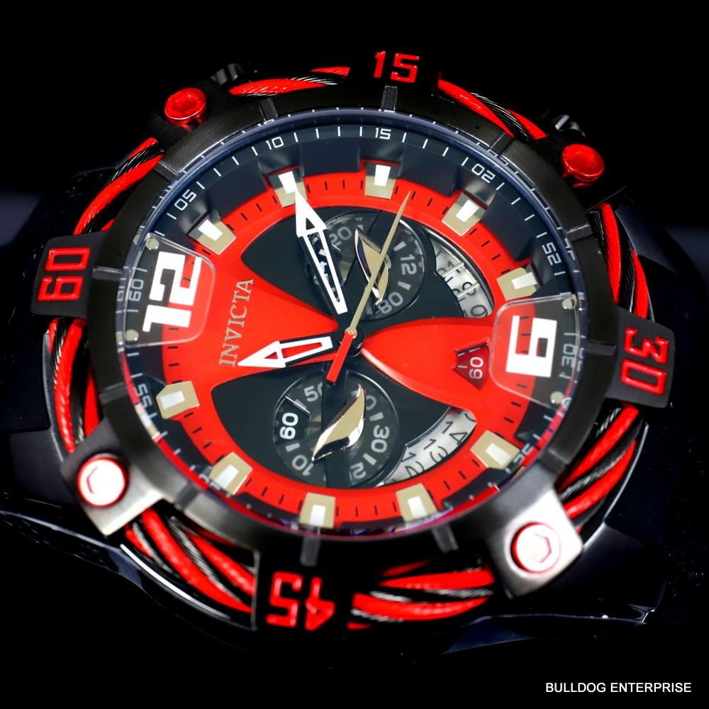 Invicta Bolt Marvel Deadpool Chronograph Red Black Rubber Limited 52mm Watch New