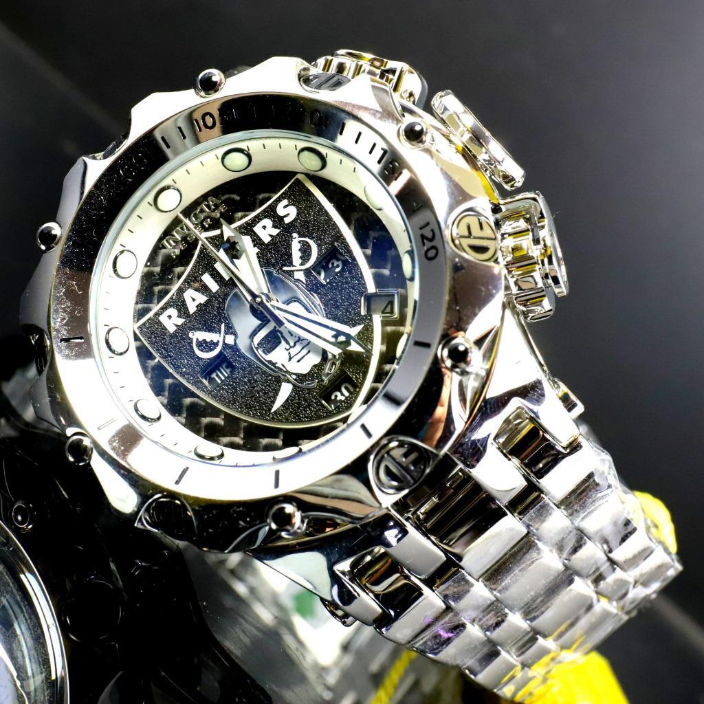 Invicta NFL Reserve Venom Hybrid Fusion Las Vegas Raiders Steel Swiss Watch New