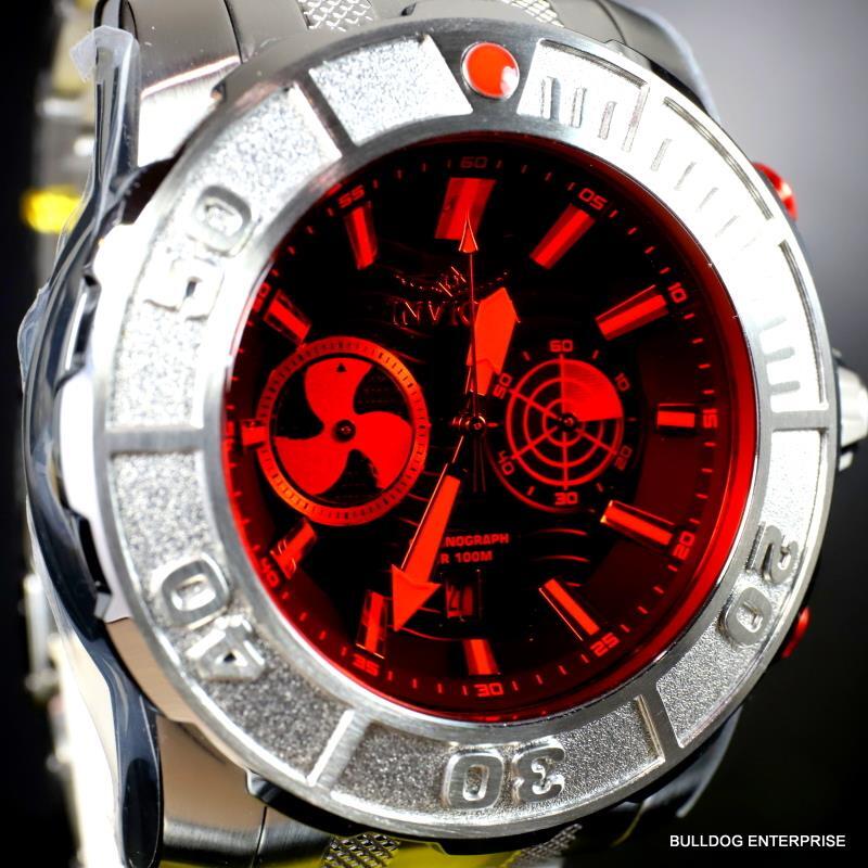 Invicta Coalition Forces Sonar Radar Stainless Steel Red 58mm Chronograph New