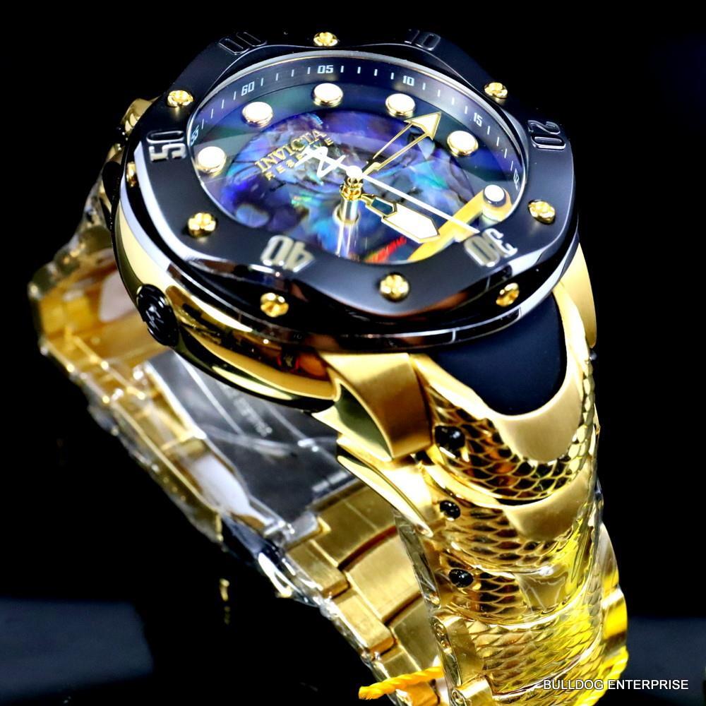Invicta Reserve Kraken Swiss R150 Automatic Abalone Gold Plated Watch 52mm New