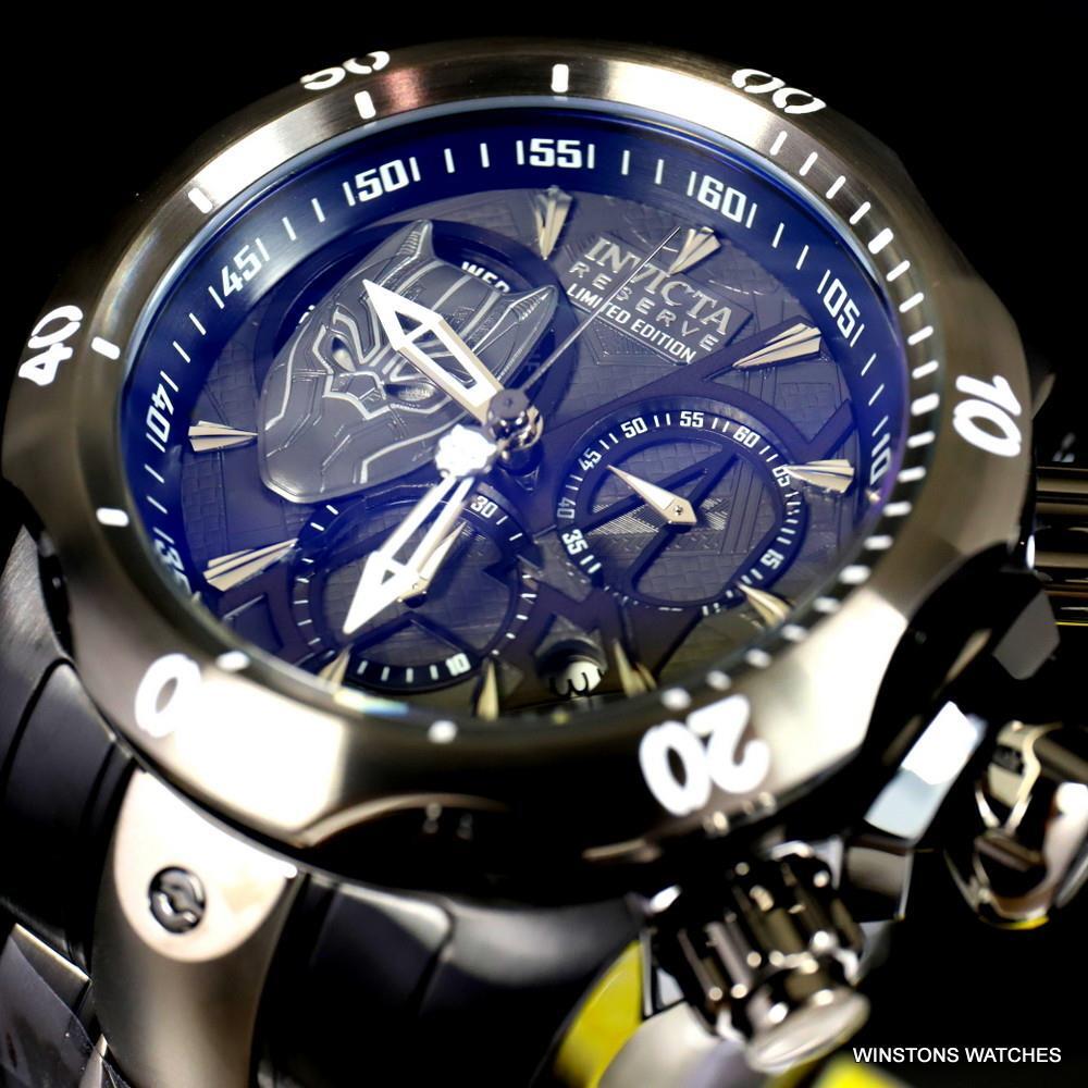 Invicta Marvel Black Panther Reserve Venom 52mm Steel Swiss Mvt Chrono Watch New