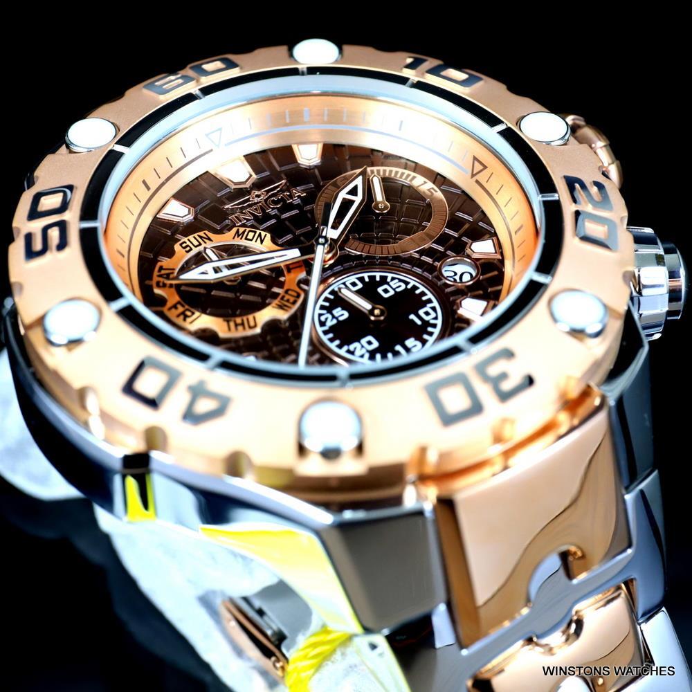 Invicta Excursion High Polish Rose Gold Steel Swiss Mvt 57mm Brown Watch New